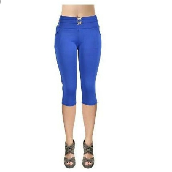 3/$30 Sale+free shipping Docele Women's High Waist Capri Pants with buttons - Picture 1 of 4